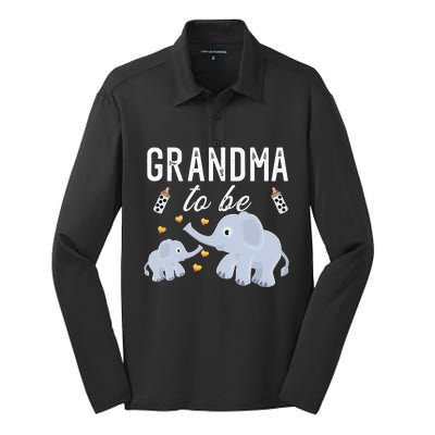 Grandma To Be Elephant Baby Shower Grandma Cute Silk Touch Performance Long Sleeve Polo