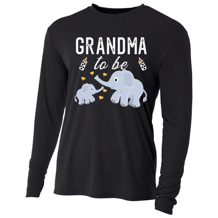 Grandma To Be Elephant Baby Shower Grandma Cute Cooling Performance Long Sleeve Crew