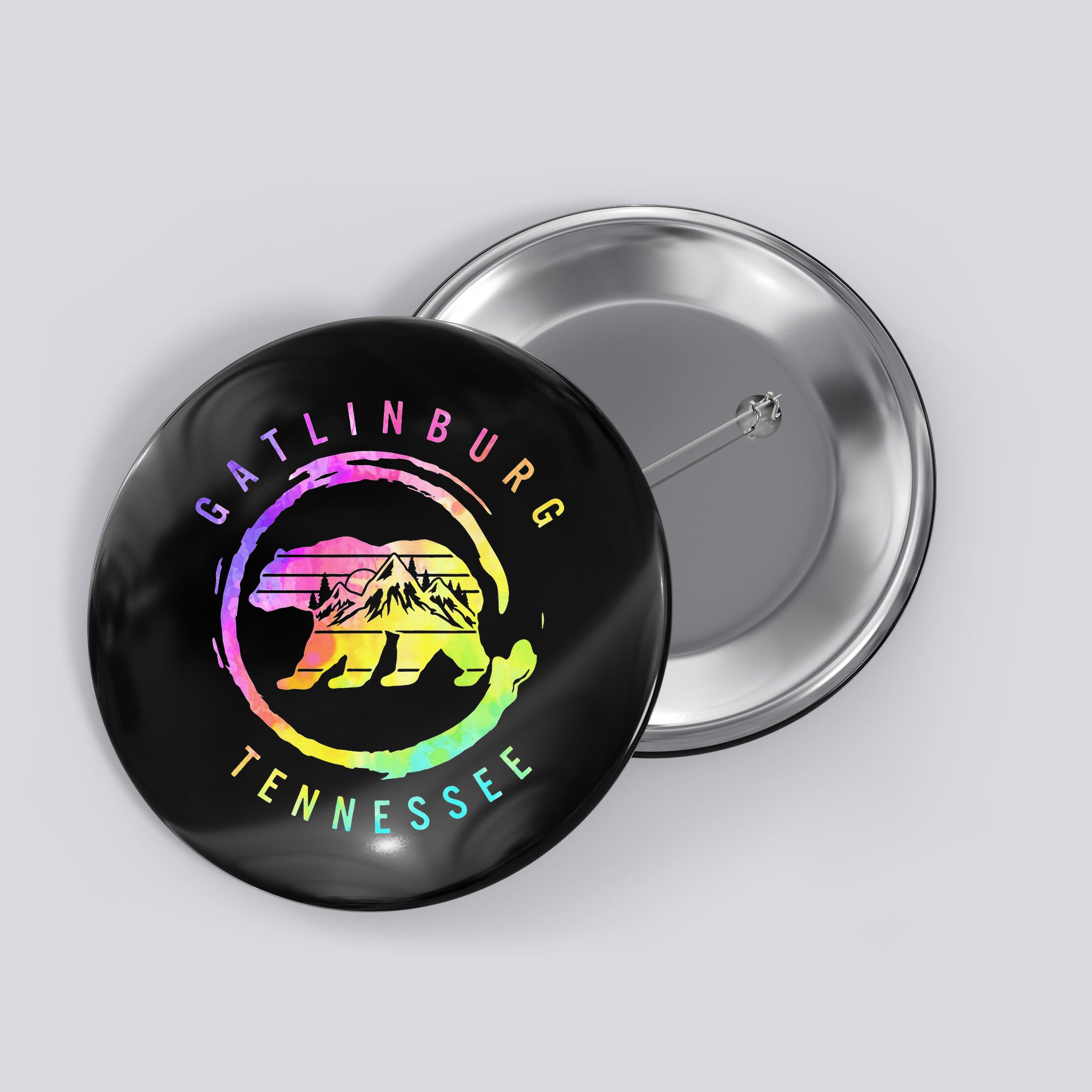 Gatlinburg Tennessee Bear Great Smoky Mountains Tie Dye Button