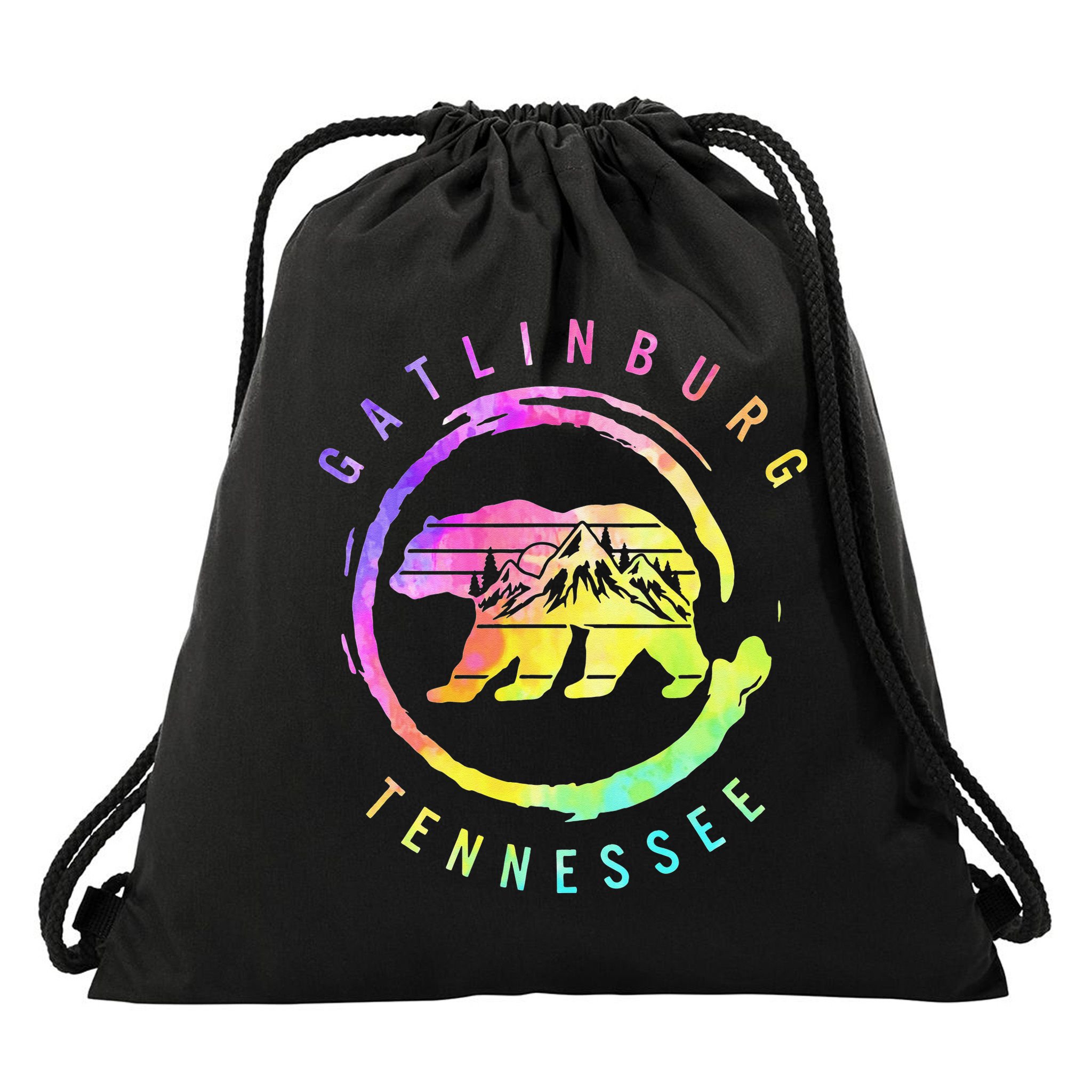Gatlinburg Tennessee Bear Great Smoky Mountains Tie Dye Drawstring Bag