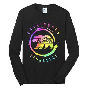 Gatlinburg Tennessee Bear Great Smoky Mountains Tie Dye Tall Long Sleeve T-Shirt