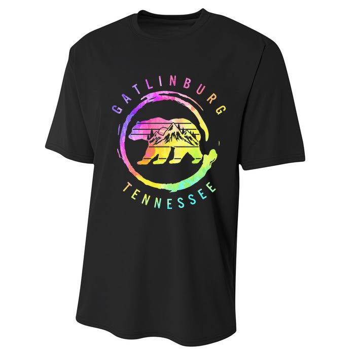 Gatlinburg Tennessee Bear Great Smoky Mountains Tie Dye Performance Sprint T-Shirt