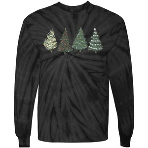 Green Tree Christmas Tie-Dye Long Sleeve Shirt