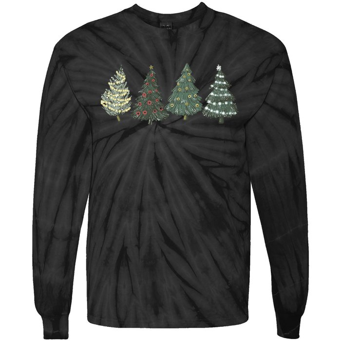 Green Tree Christmas Tie-Dye Long Sleeve Shirt