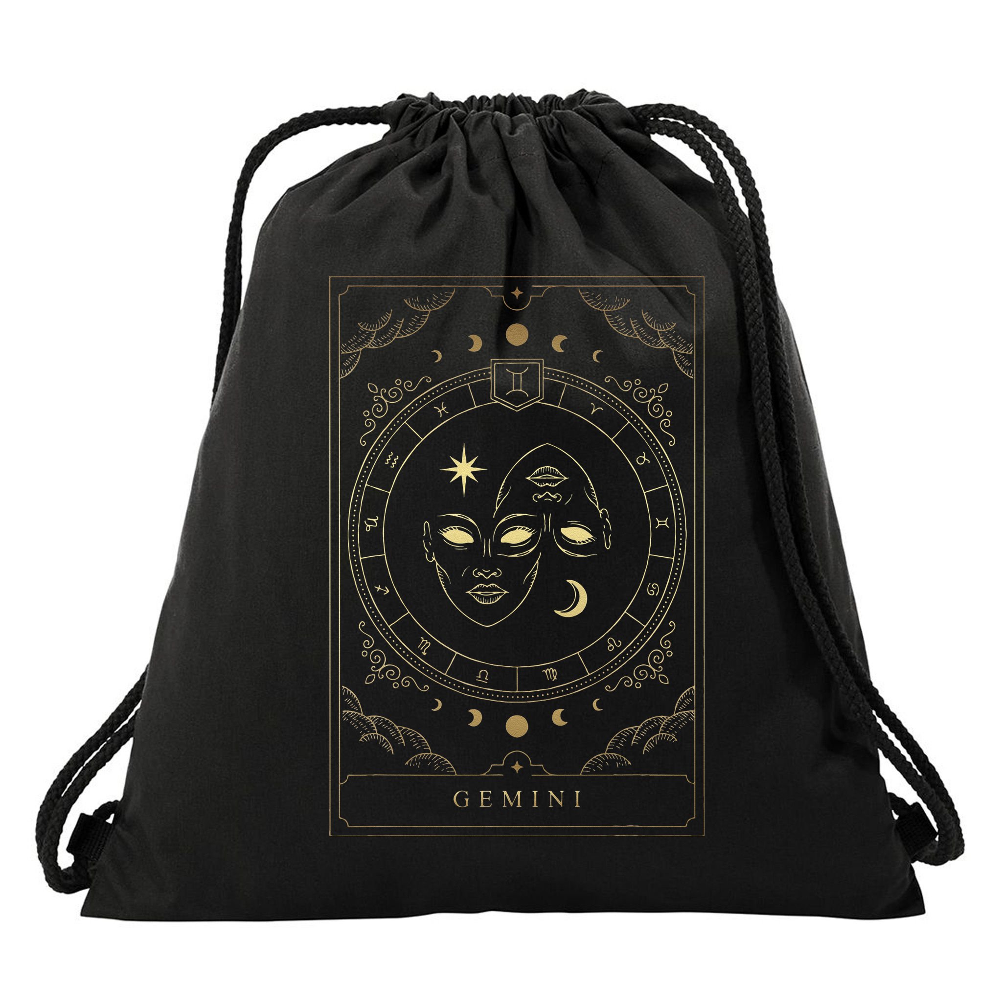 Gemini Tarot Card Zodiac Drawstring Bag