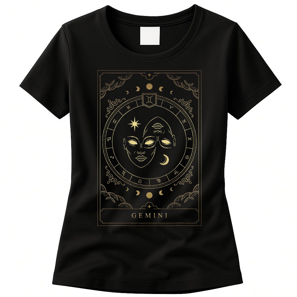 Gemini Tarot Card Zodiac Womens T-Shirt