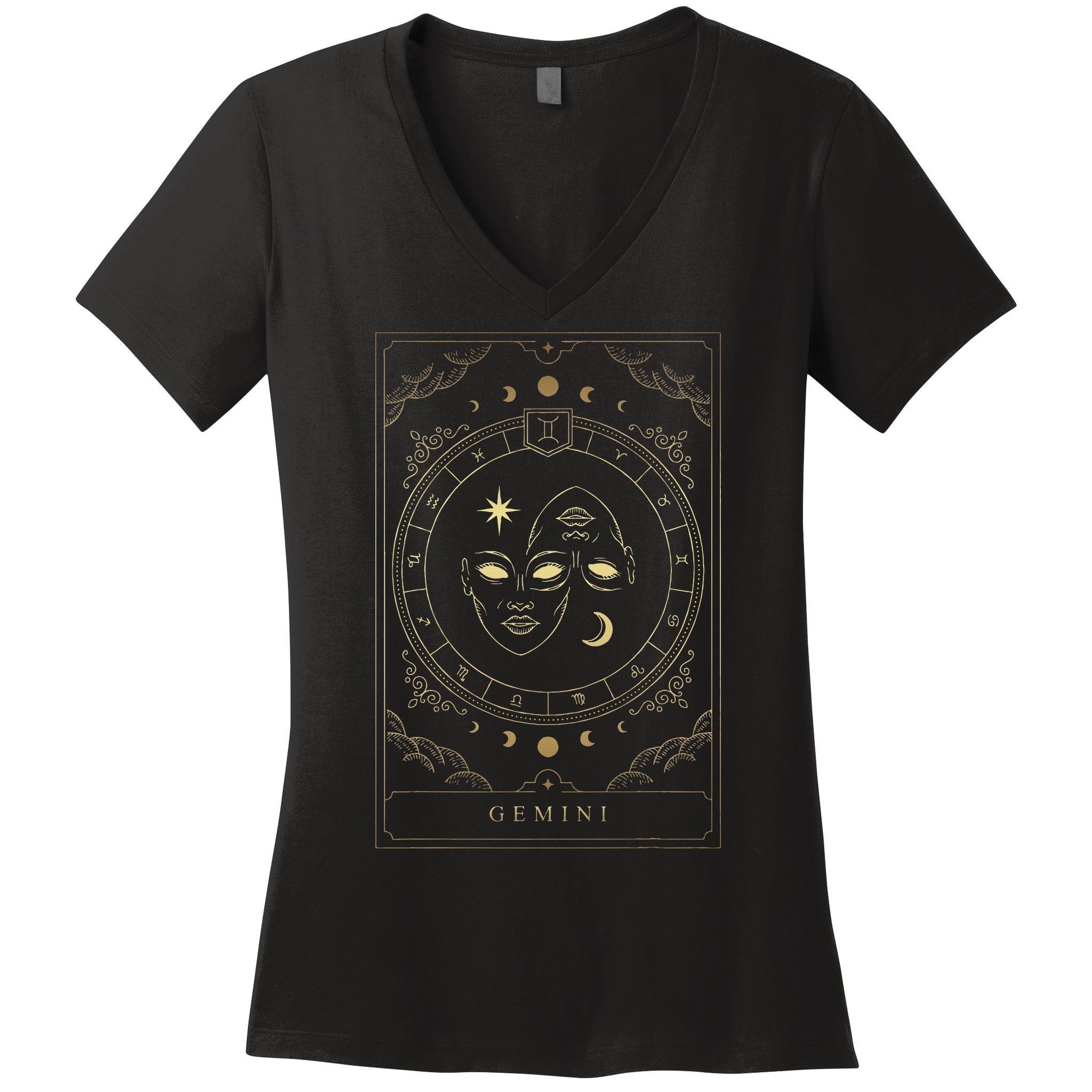 Gemini Tarot Card Zodiac Women's V-Neck T-Shirt