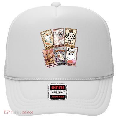 Ghost Tarot Card Halloween High Crown Mesh Back Trucker Hat