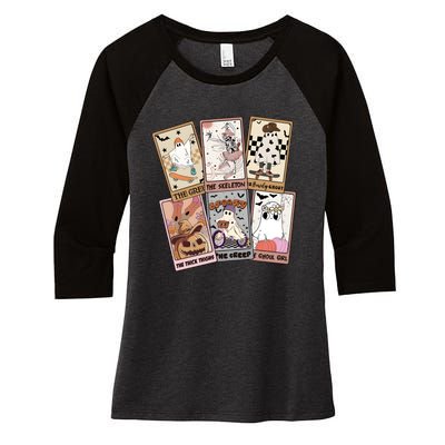 Ghost Tarot Card Halloween Women's Tri-Blend 3/4-Sleeve Raglan Shirt