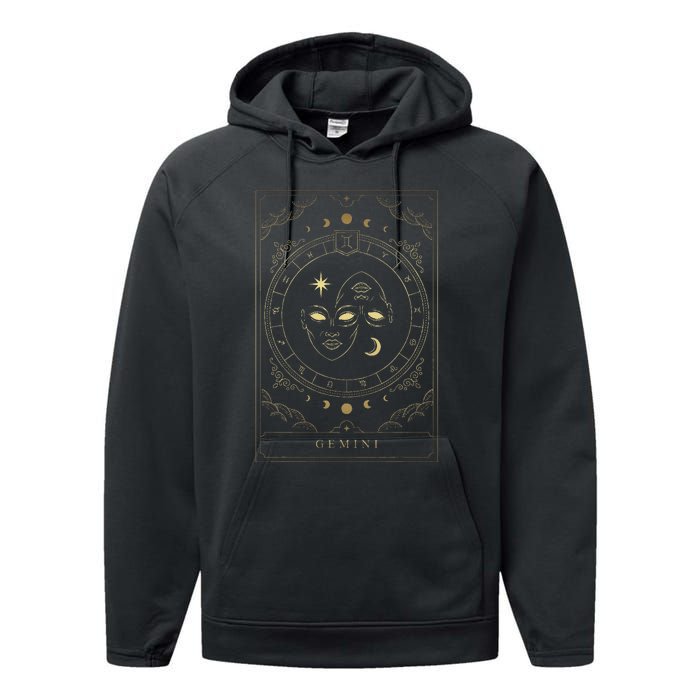 Gemini Tarot Card Zodiac Performance Fleece Hoodie