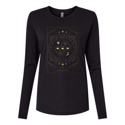 Gemini Tarot Card Zodiac Womens Cotton Relaxed Long Sleeve T-Shirt