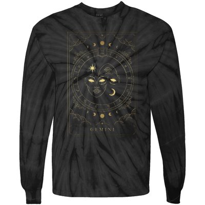 Gemini Tarot Card Zodiac Tie-Dye Long Sleeve Shirt