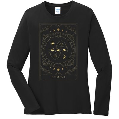 Gemini Tarot Card Zodiac Ladies Long Sleeve Shirt