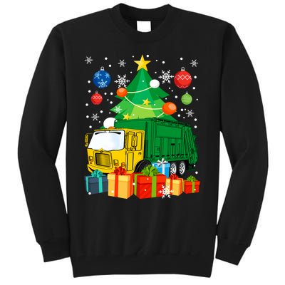 Garbage Truck Christmas Tree Lights Ornament Decor Xmas Long Sleeve Tall Sweatshirt