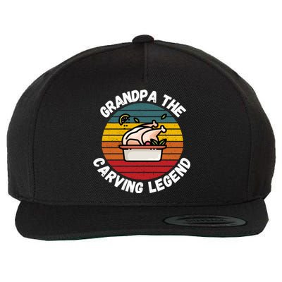 Grandpa The Carving Legend Funny Thanksgiving Family Costume Gift Wool Snapback Cap