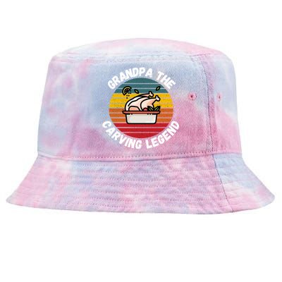 Grandpa The Carving Legend Funny Thanksgiving Family Costume Gift Tie-Dyed Bucket Hat