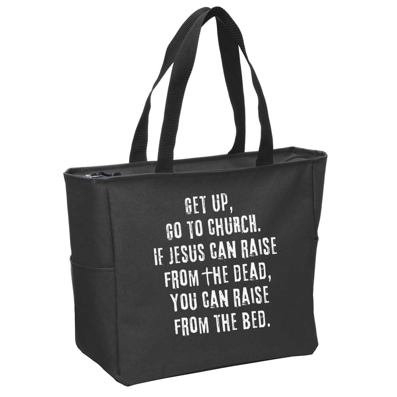 GO TO CHURCH Funny Christian Fellowship Zip Tote Bag