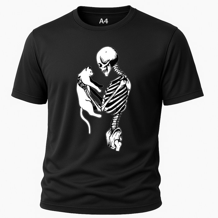 Grab This Cute Skeleton Holding Cat Gift For Your Cat Gift Cooling Performance Crew T-Shirt