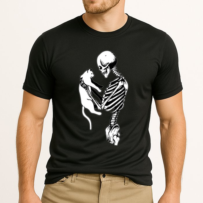 Grab This Cute Skeleton Holding Cat Gift For Your Cat Gift Cooling Performance Crew T-Shirt