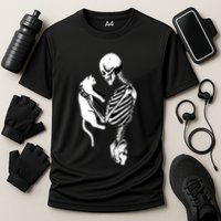 Grab This Cute Skeleton Holding Cat Gift For Your Cat Gift Cooling Performance Crew T-Shirt