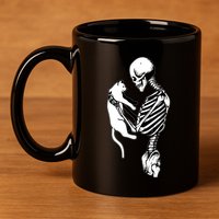 Grab This Cute Skeleton Holding Cat Gift For Your Cat Gift 11oz C Handle Ceramic Mug