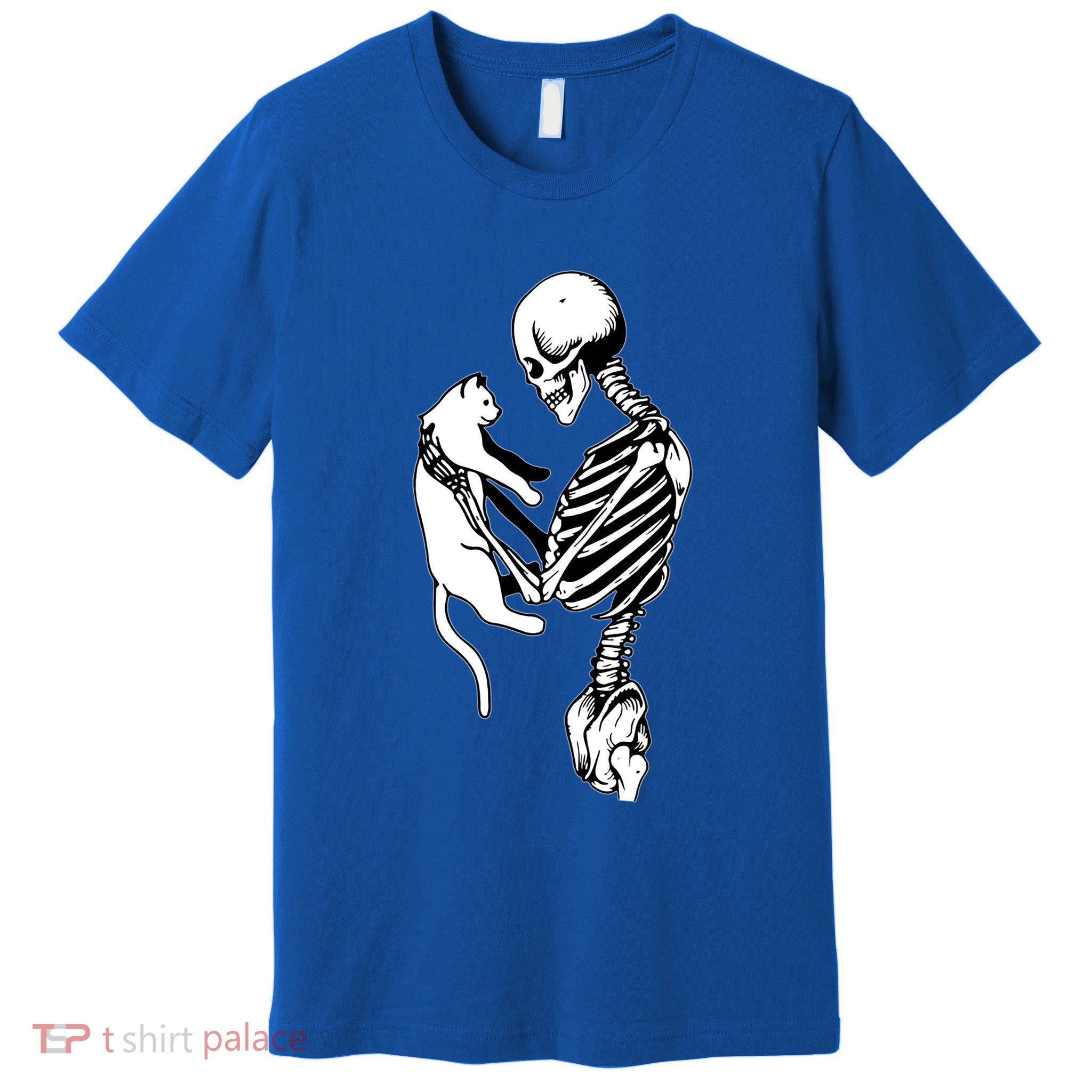Grab This Cute Skeleton Holding Cat Gift For Your Cat Gift Premium T-Shirt