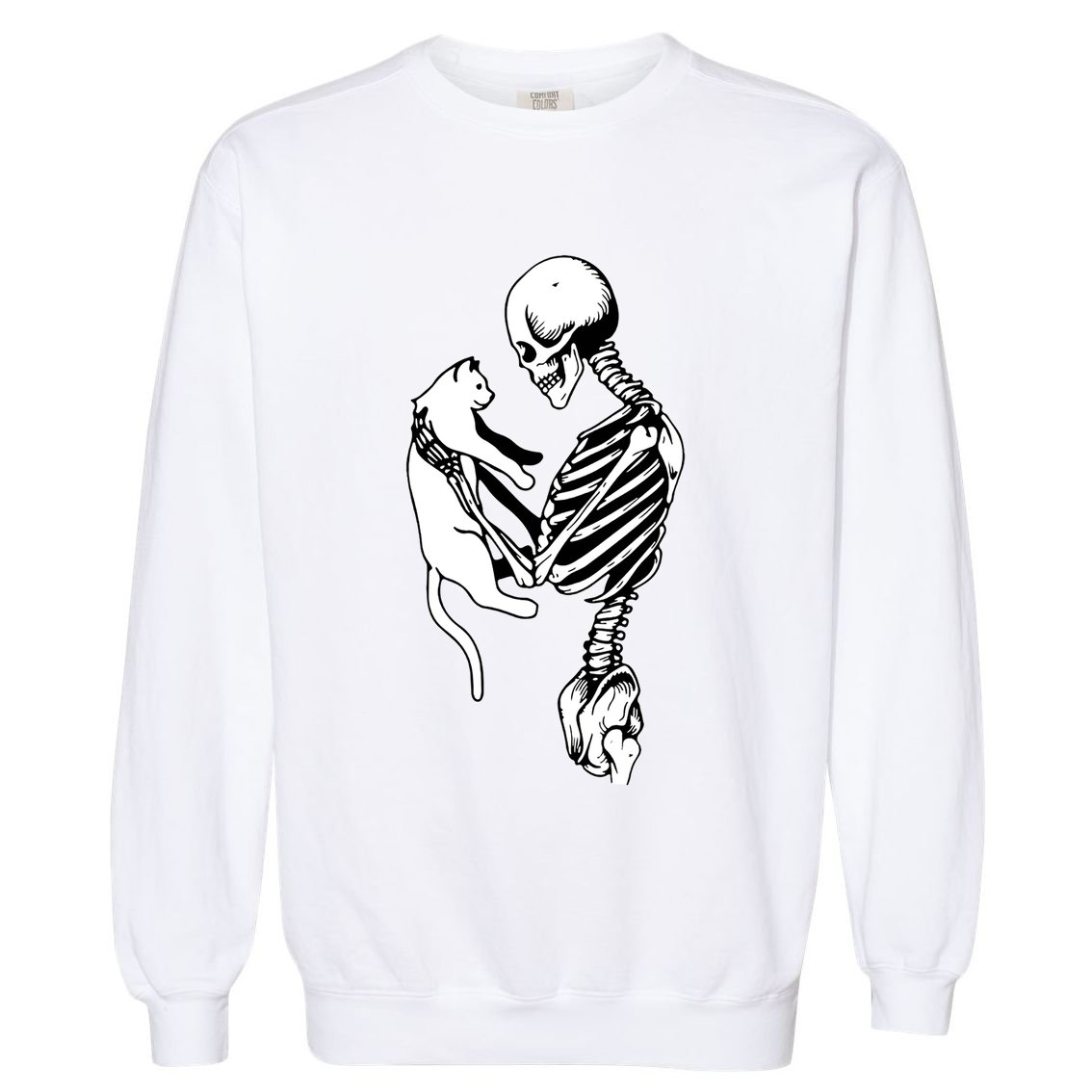Grab This Cute Skeleton Holding Cat Gift For Your Cat Gift Garment-Dyed Sweatshirt