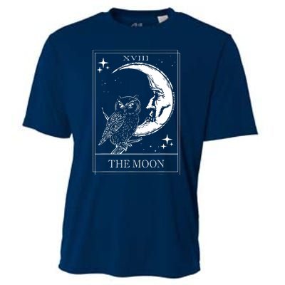 Goth Tarot Card Crescent Moon XVIII 18 With Stars And Owl Cooling Performance Crew T-Shirt