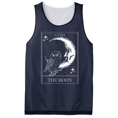 Goth Tarot Card Crescent Moon XVIII 18 With Stars And Owl Mesh Reversible Basketball Jersey Tank