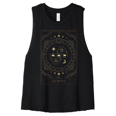 Gemini Tarot Card Zodiac Women's Racerback Cropped Tank