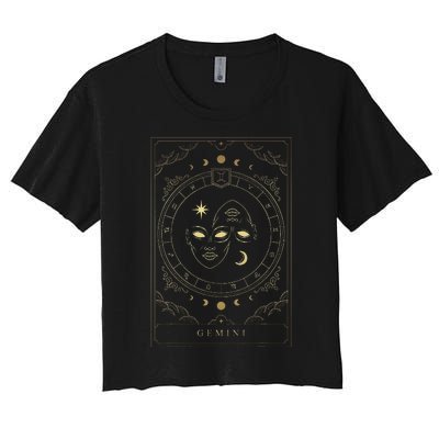 Gemini Tarot Card Zodiac Women's Crop Top Tee