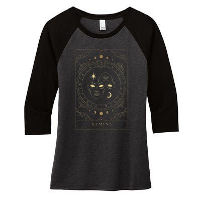 Gemini Tarot Card Zodiac Women's Tri-Blend 3/4-Sleeve Raglan Shirt