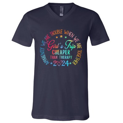 Girl Trip Cheaper Than A Therapy 2024 Girl Trip Matching V-Neck T-Shirt