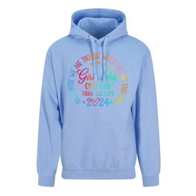 Girl Trip Cheaper Than A Therapy 2024 Girl Trip Matching Unisex Surf Hoodie