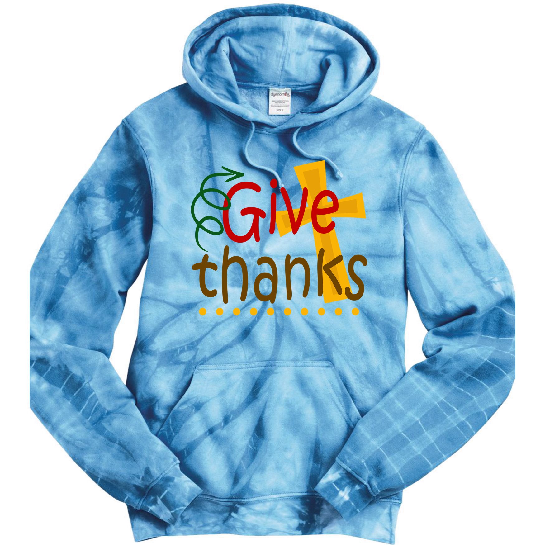Give Thanks Cross Thanksgiving Tie Dye Hoodie