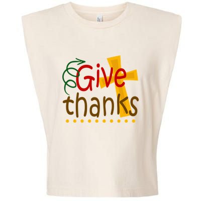 Give Thanks Cross Thanksgiving Garment-Dyed Women's Muscle Tee