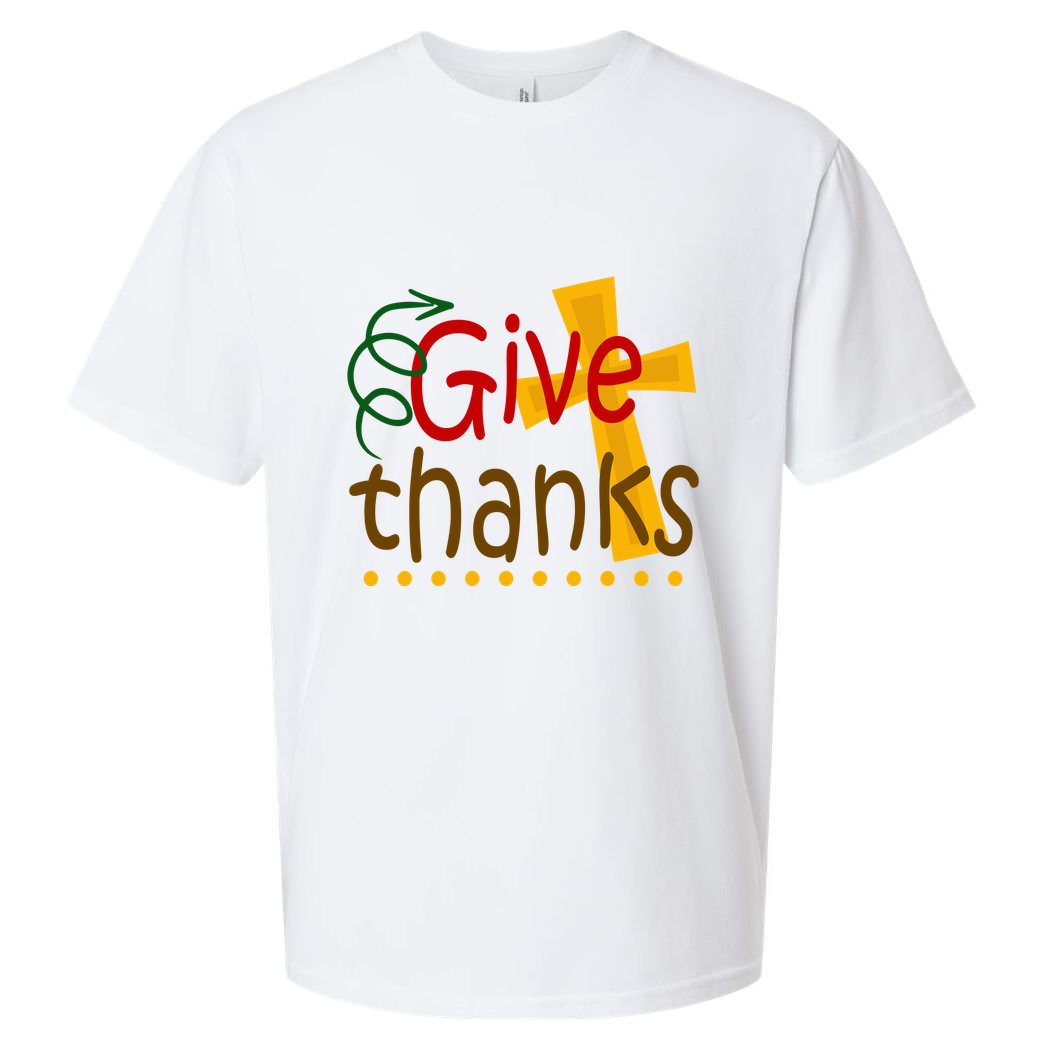 Give Thanks Cross Thanksgiving Sueded Cloud Jersey T-Shirt
