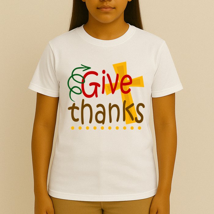 Give Thanks Cross Thanksgiving T-Shirt