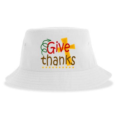 Give Thanks Cross Thanksgiving Sustainable Bucket Hat