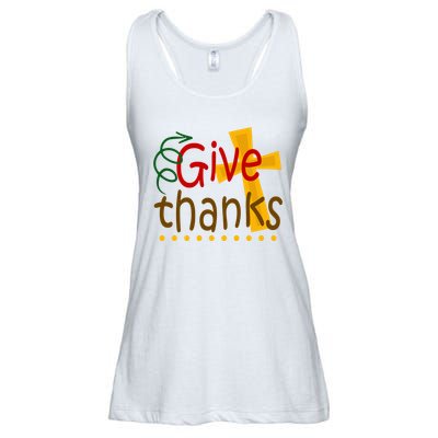 Give Thanks Cross Thanksgiving Ladies Essential Flowy Tank