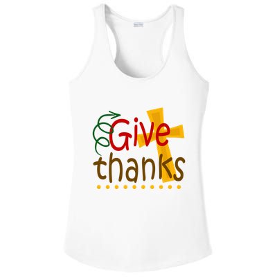 Give Thanks Cross Thanksgiving Ladies PosiCharge Competitor Racerback Tank
