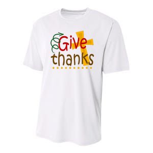 Give Thanks Cross Thanksgiving Youth Performance Sprint T-Shirt