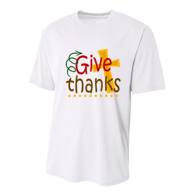 Give Thanks Cross Thanksgiving Youth Performance Sprint T-Shirt