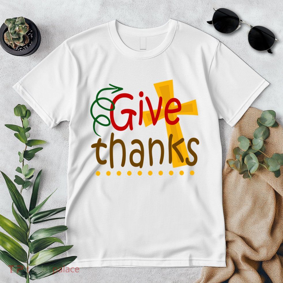 Give Thanks Cross Thanksgiving Premium T-Shirt