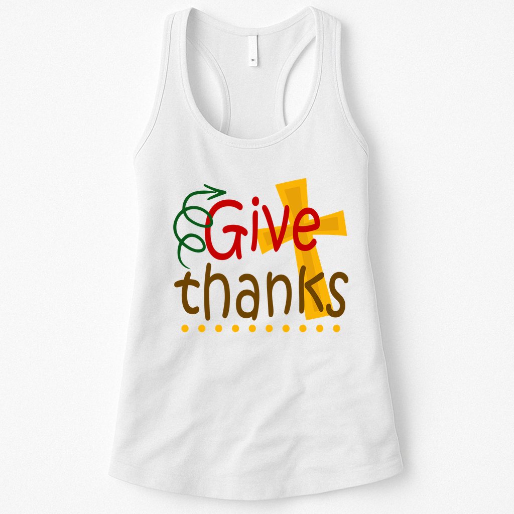 Give Thanks Cross Thanksgiving Womens Tank Top