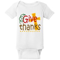 Give Thanks Cross Thanksgiving Baby Bodysuit