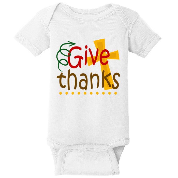 Give Thanks Cross Thanksgiving Baby Bodysuit