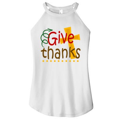 Give Thanks Cross Thanksgiving Women's Perfect Tri Rocker Tank