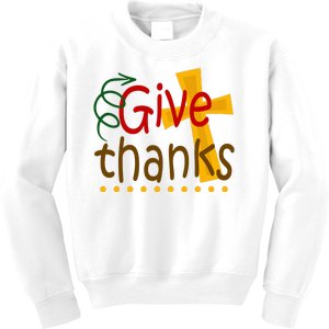 Give Thanks Cross Thanksgiving Kids Sweatshirt