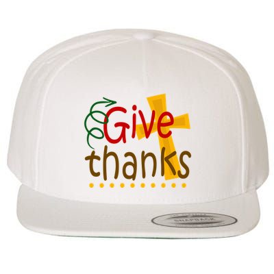 Give Thanks Cross Thanksgiving Wool Snapback Cap